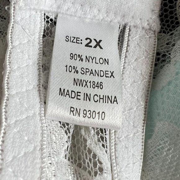 White Lace Floral Ruffle Sheer Underwire Slip Dress Size 2X - Picture 10 of 11